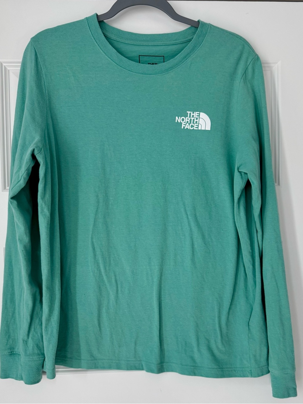 The North Face Long-Sleeve Tee in Teal Green with White Logo